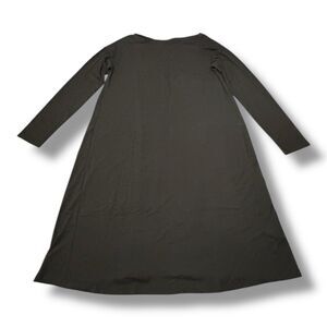 Eileen Fisher Dress Viscose Stretch Jersey Shift V 3/4 Sleeve Black Women’s Sz M